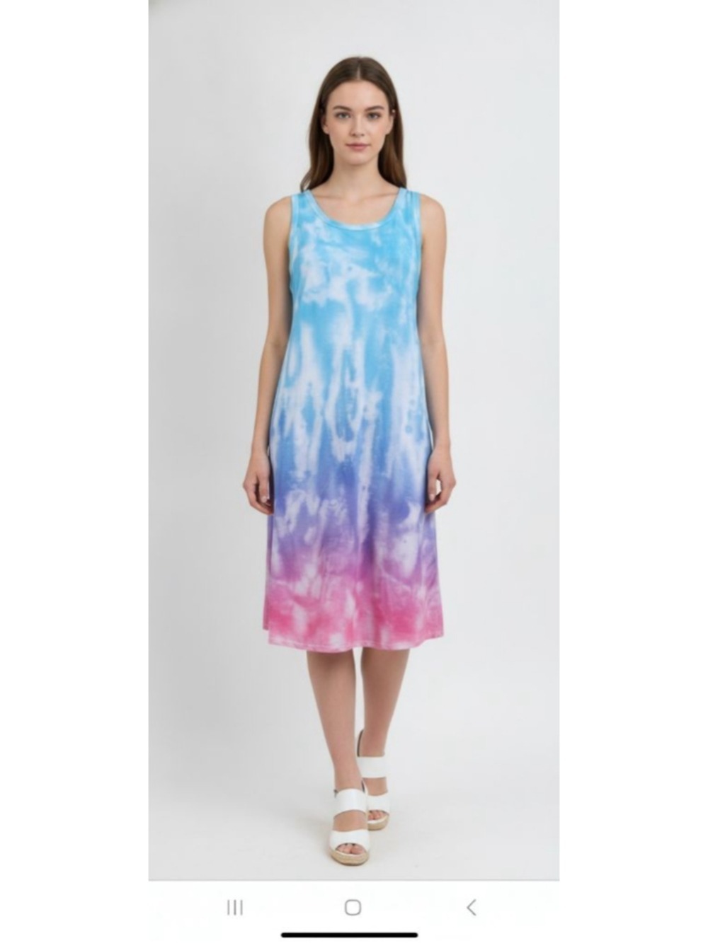 Blue Pink Tie Dye Dress Sleeveless Knee Length Size Small